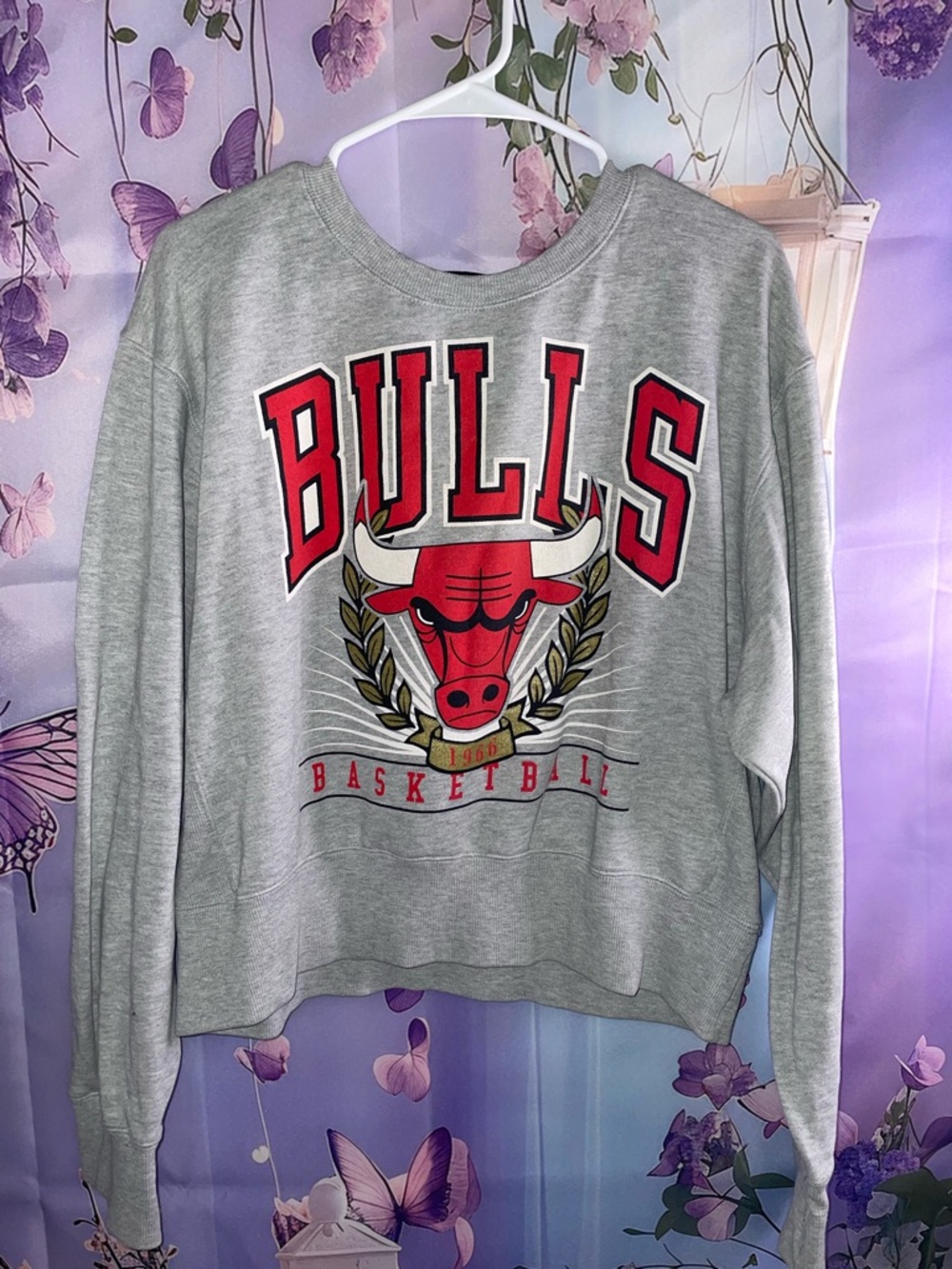 NBA Chicago Bulls Gray Sweatshirt with Red Logo